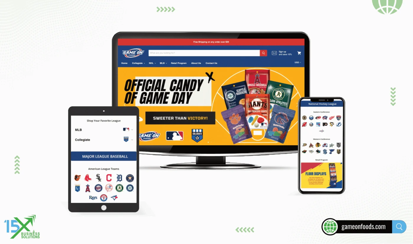 Game on Foods website design