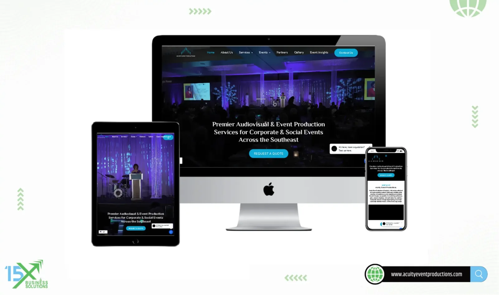 Acuity Event Productions website design